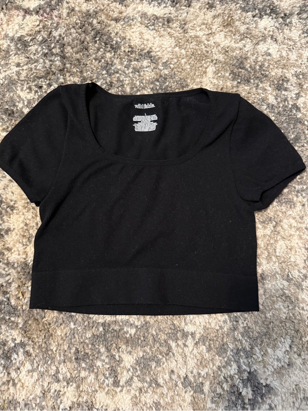 wild fable Black Ribbed Scoop Neck Crop Top